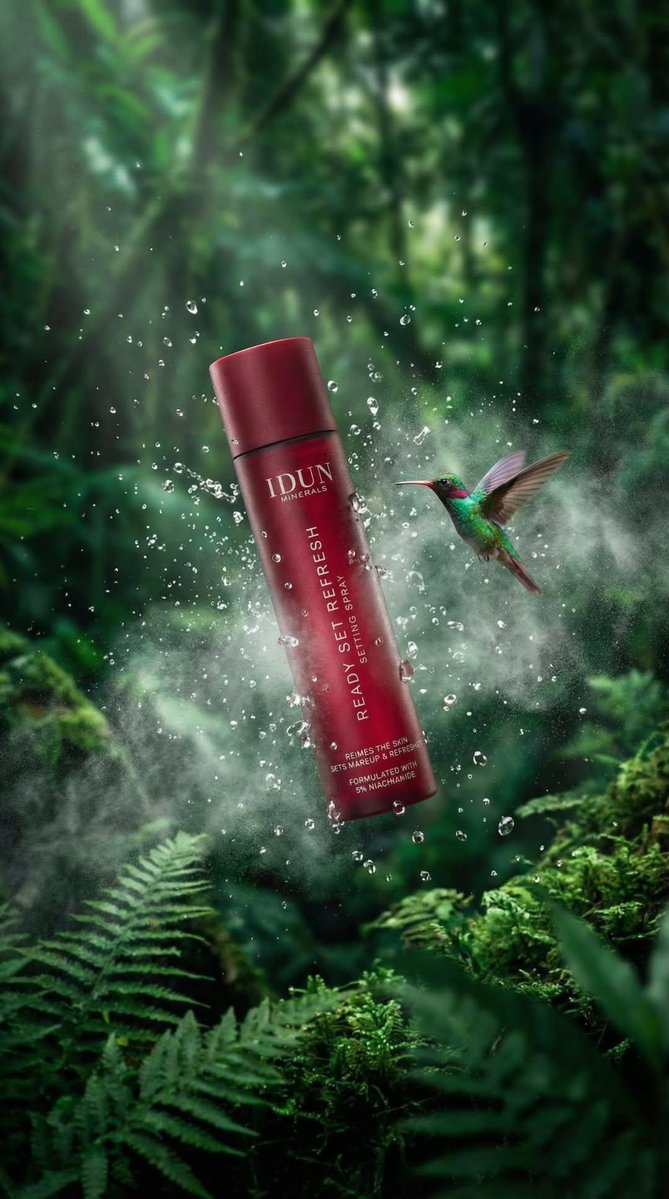 Eco-Luxury Cosmetic Spray Bottle with Hummingbird in Rainforest thumbnail 3