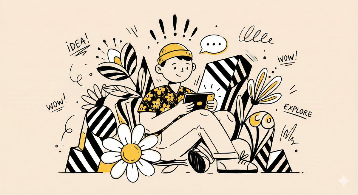 Whimsical Playful Character Illustration with Abstract Elements thumbnail 2