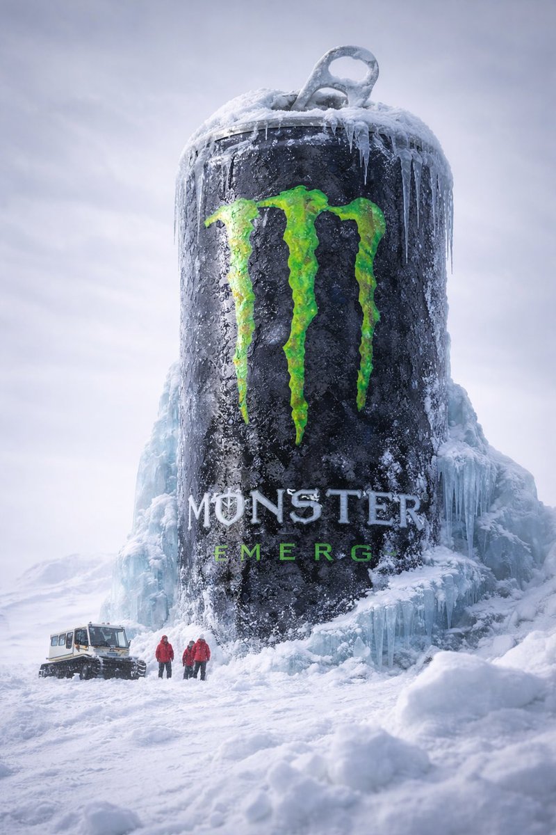 Hyper-realistic Frozen Monster Energy Can Arctic Monument thumbnail 2