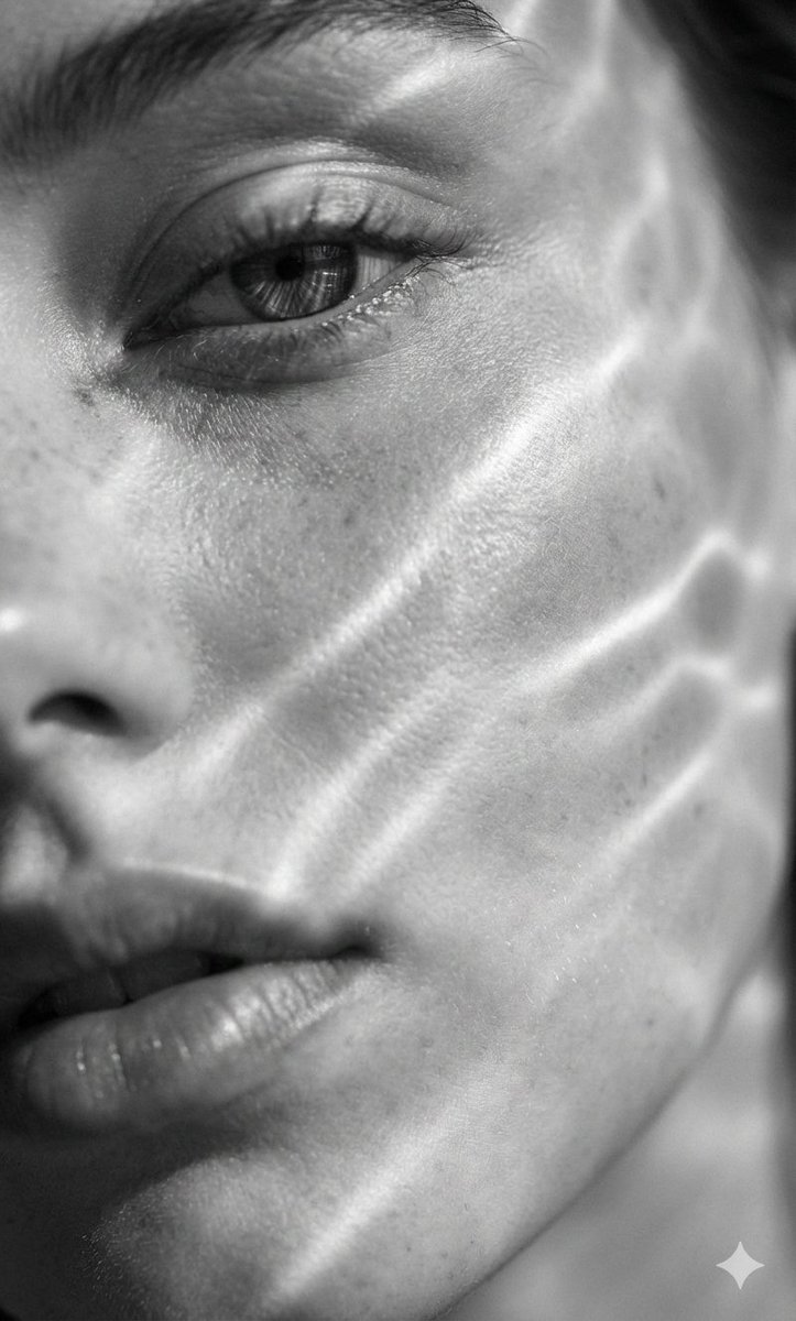 Hyperrealistic Black and White Close-up Portrait with Luminous Waves thumbnail 2