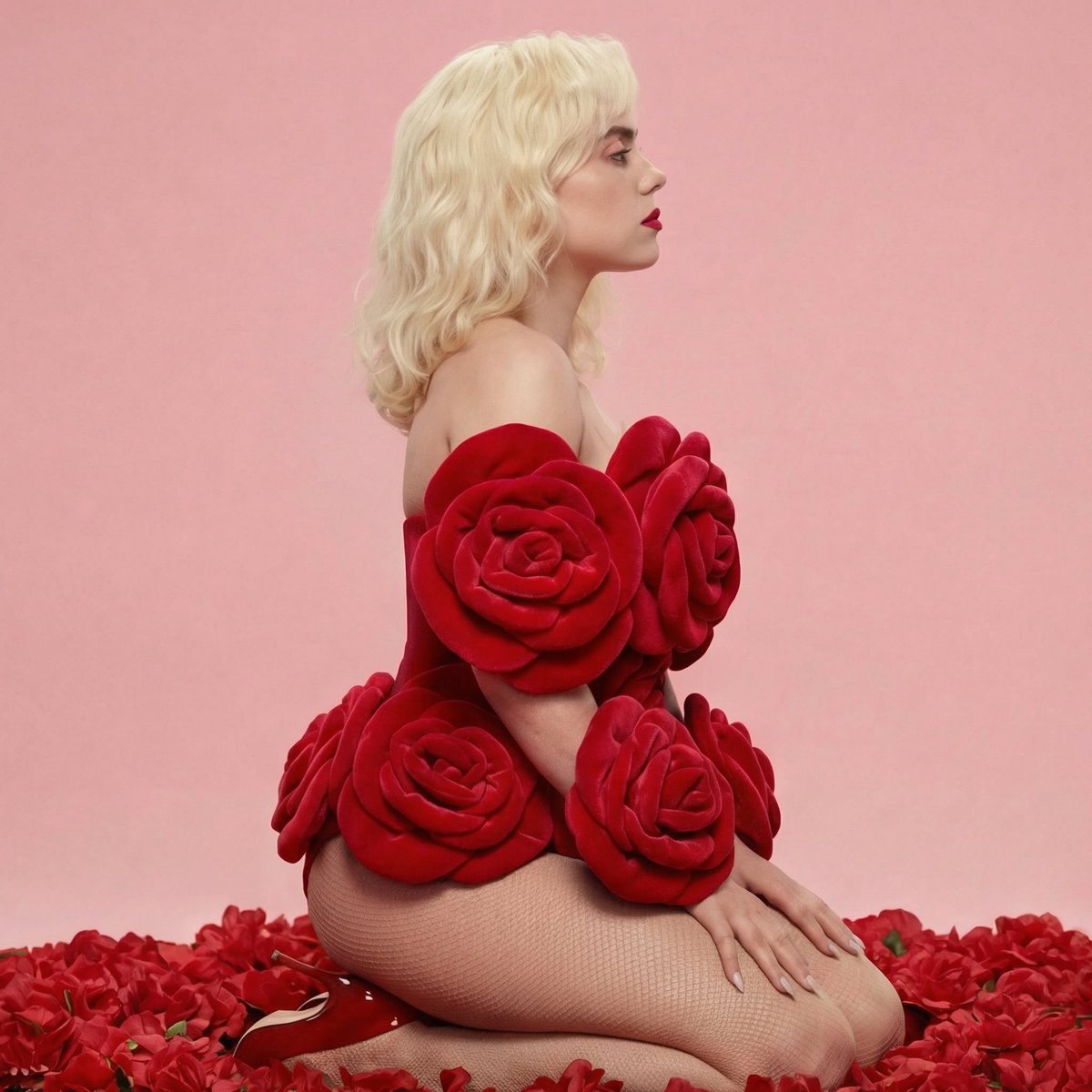 Glamorous Red Rose Studio Fashion Portrait thumbnail 2