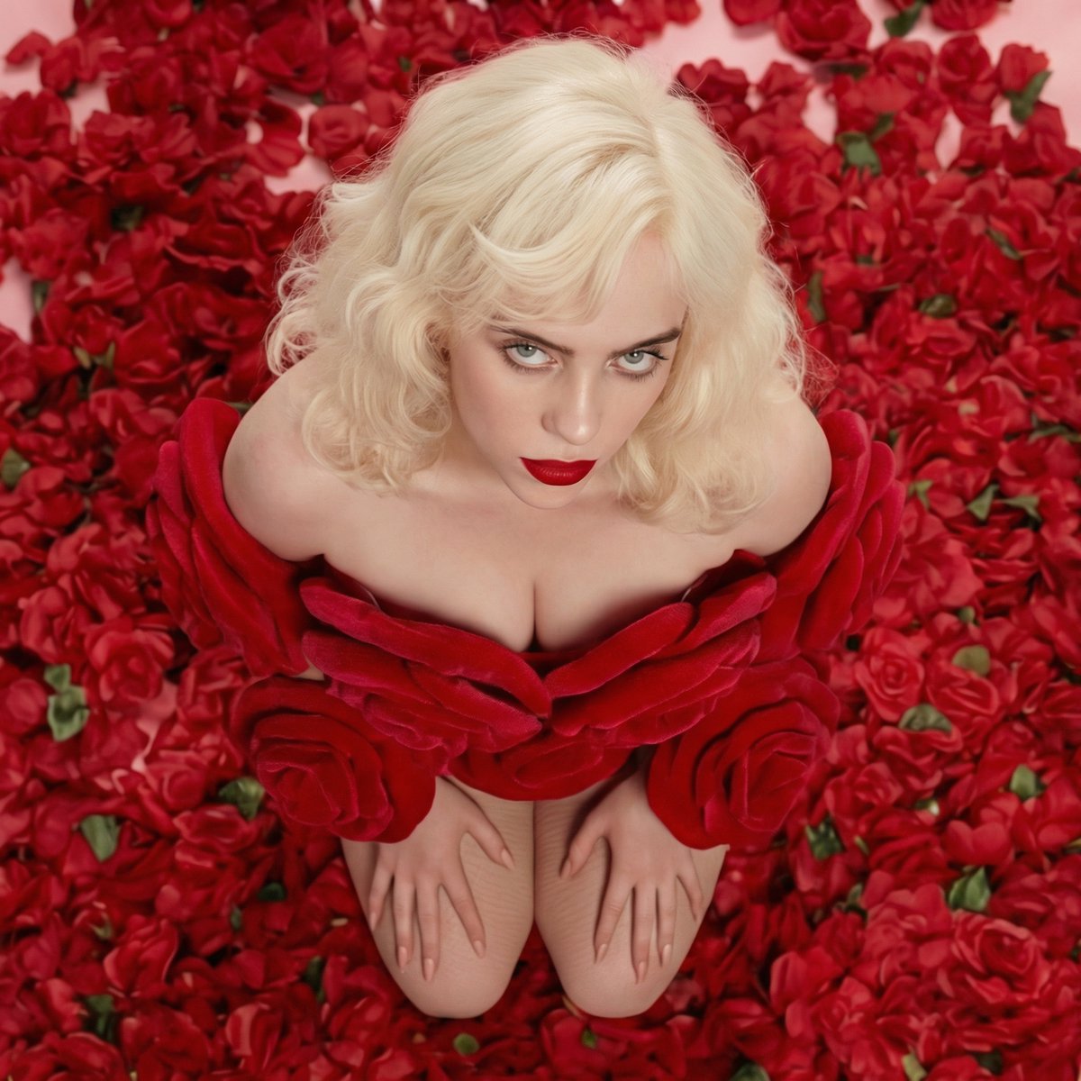 Glamorous Red Rose Studio Fashion Portrait thumbnail 3