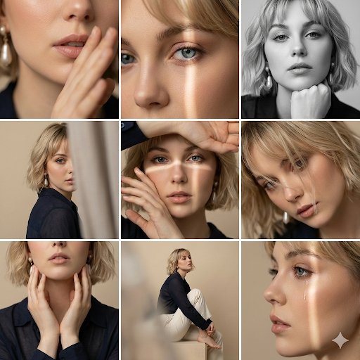 Intimate Editorial Portrait Grid with Cinematic Lighting - view 1