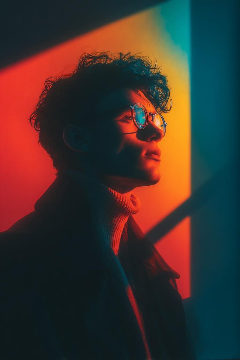 Cinematic Portrait with Bold Geometric Window Light - view 1