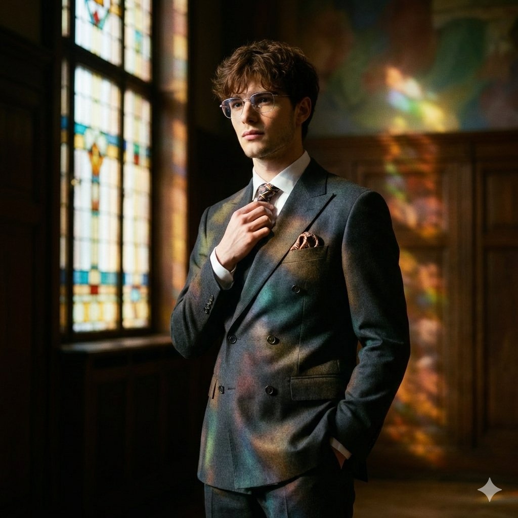 Retro Editorial Fashion Portrait in Art Deco Hall - view 1