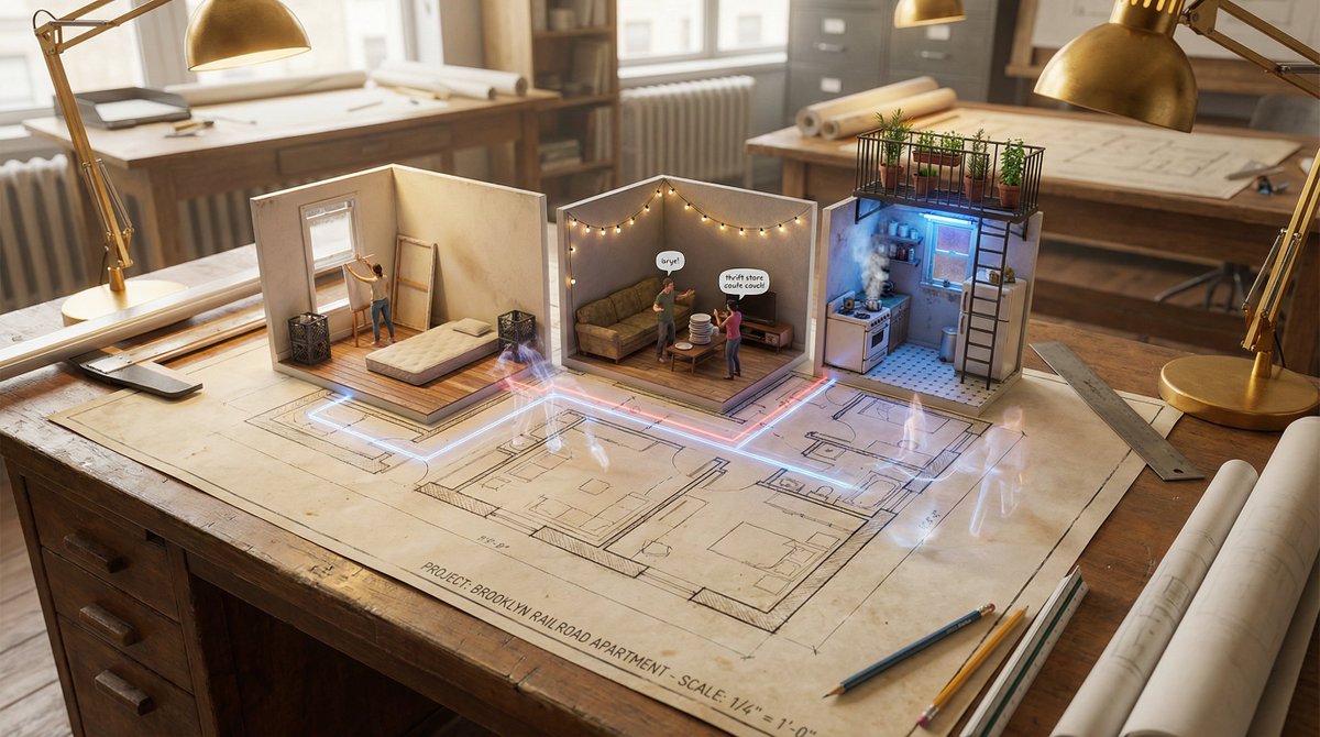Architectural Floor Plan Rising into Miniature Life thumbnail 3
