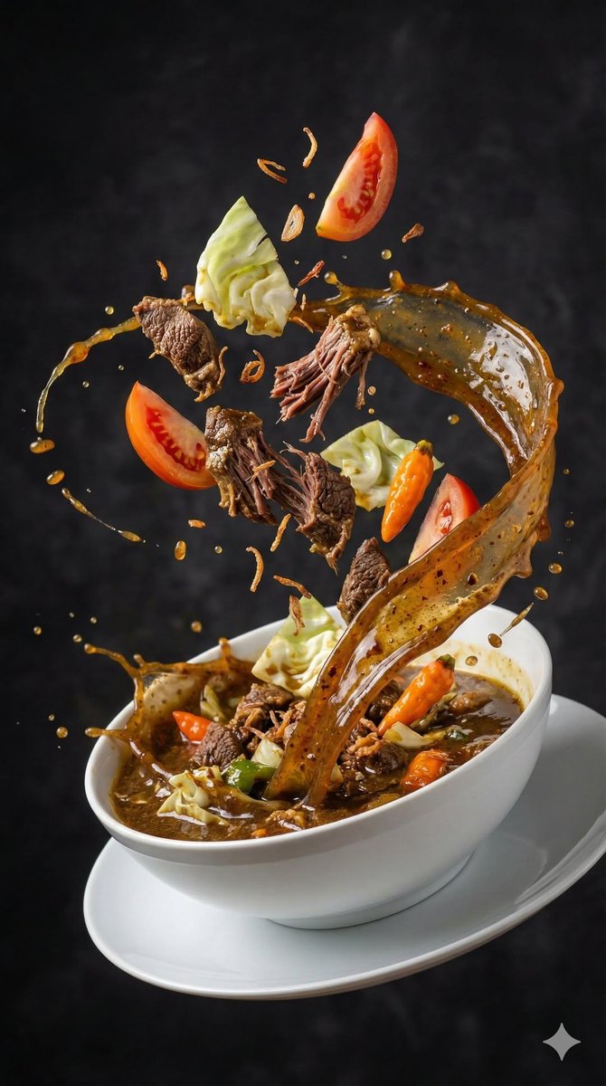 Exploding Asian Soup with Dynamic Mid-Air Ingredients - view 1
