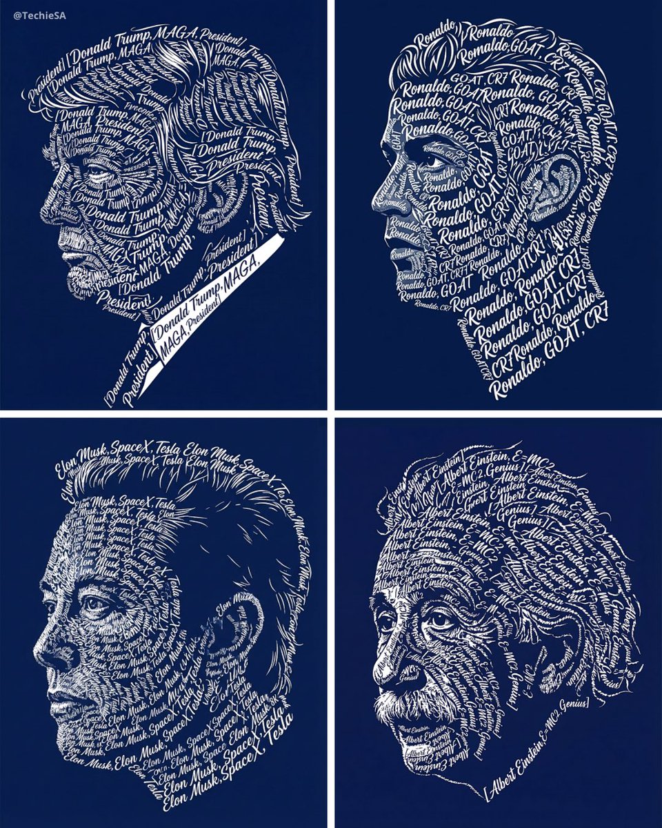 Typographic Calligraphic Side Profile Portrait - view 1