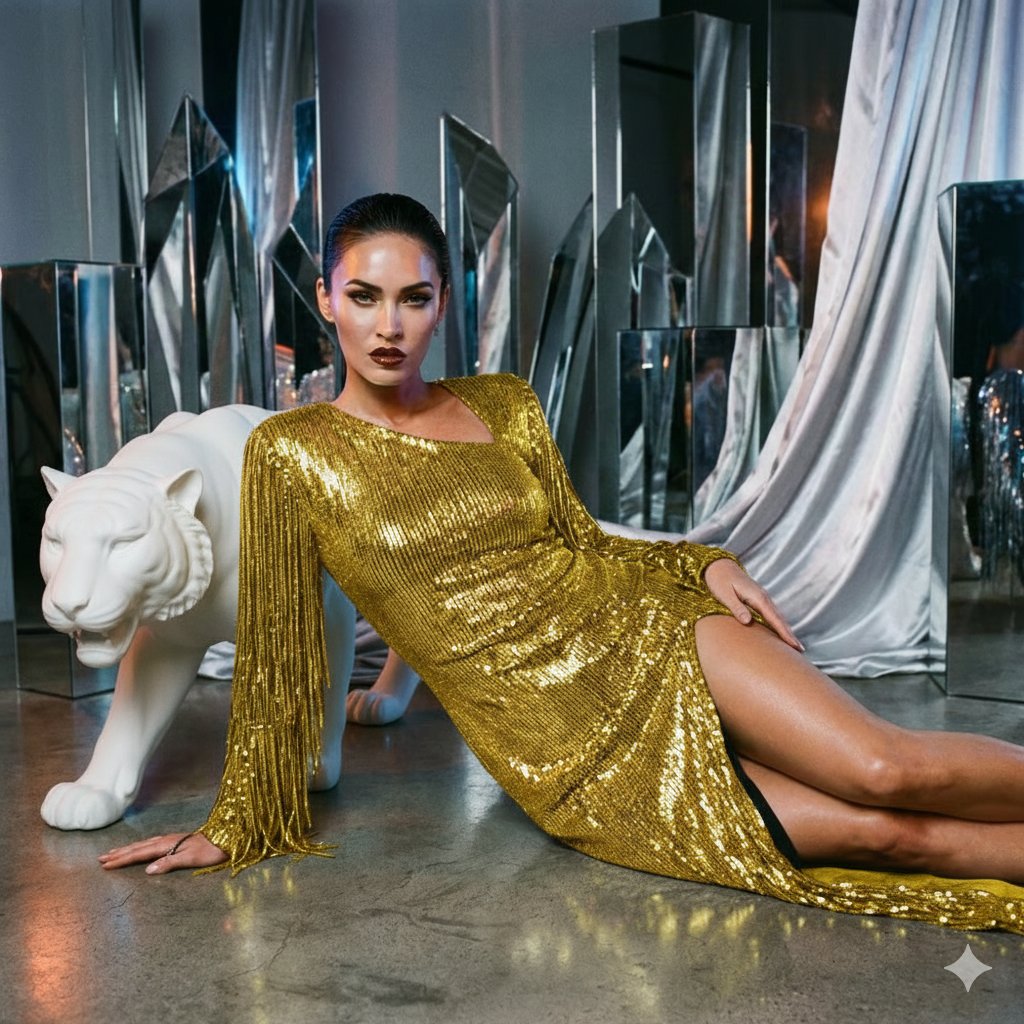 High Fashion Photoshoot: Celebrities, Tigers, Sequins, and Chrome thumbnail 2