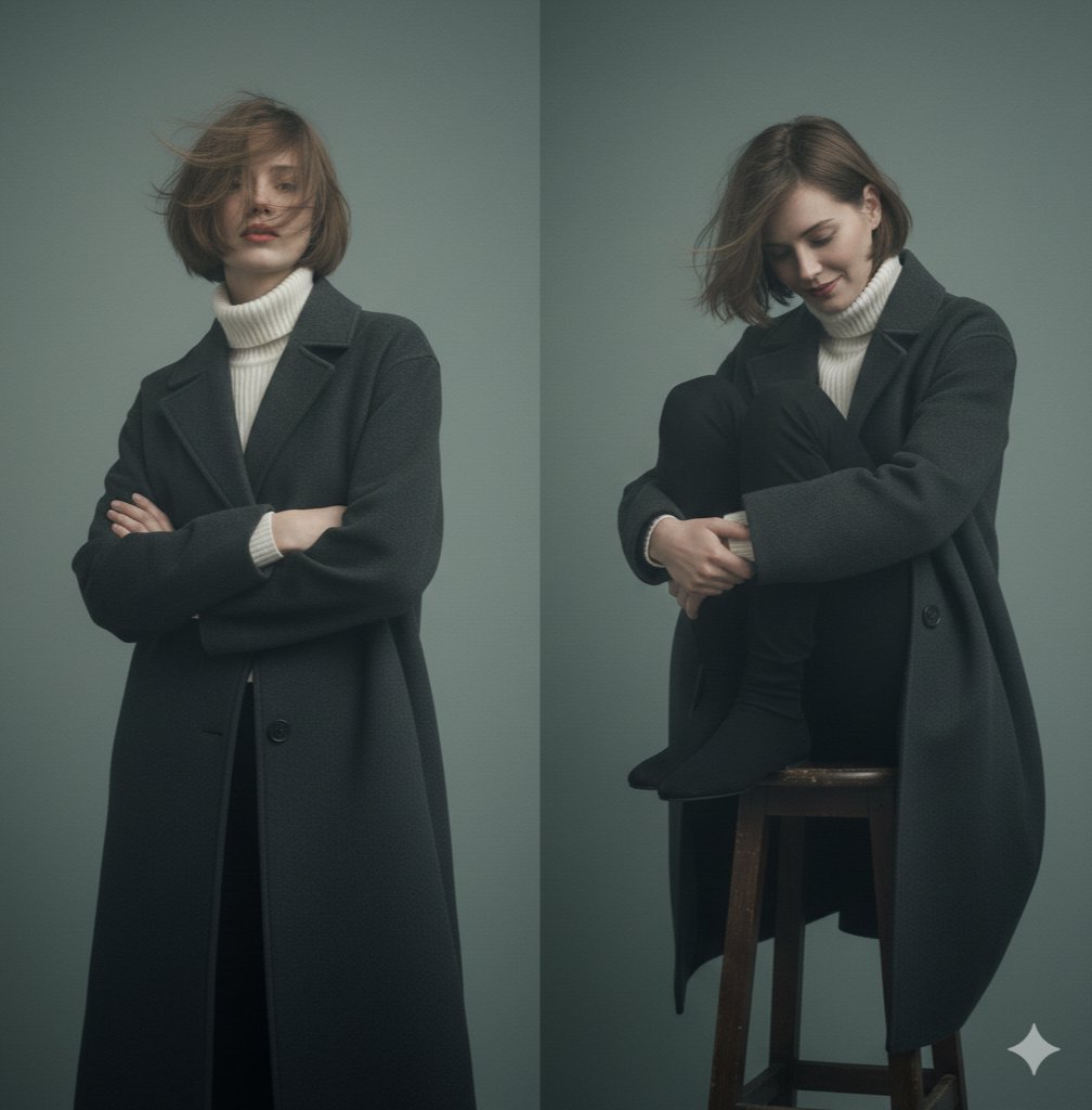 Dual Fashion Portrait: Confident and Pensive Woman - view 1