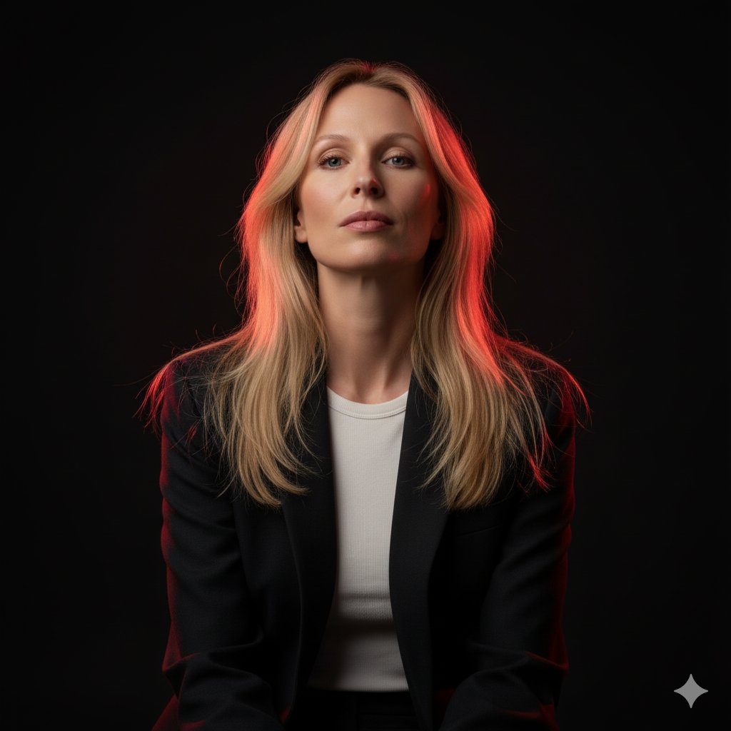 Retrato de Moda Cinematográfico Hiperrealista con Iluminación Roja thumbnail 2