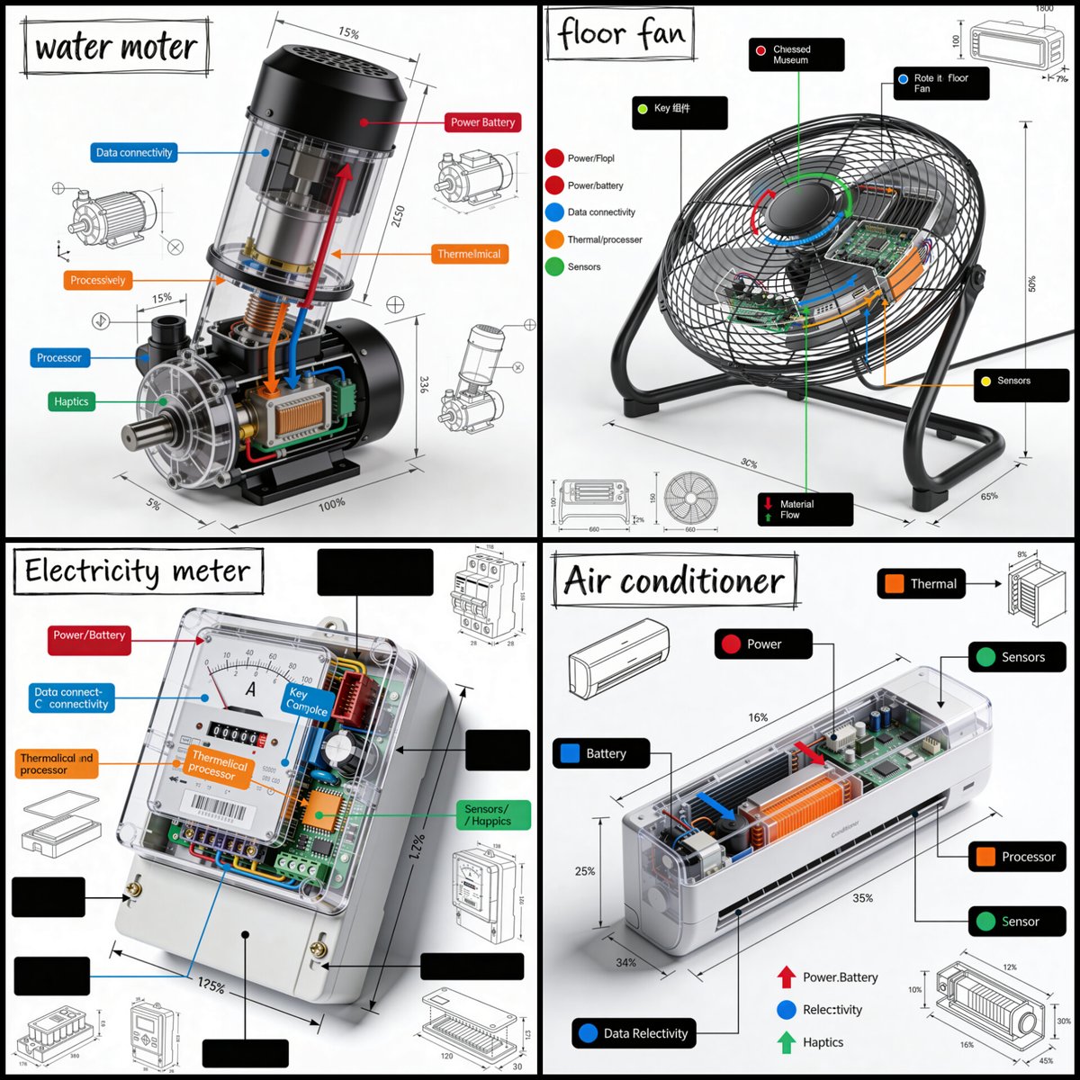 Technical Isometric Infographic with Photorealistic Annotations - view 1