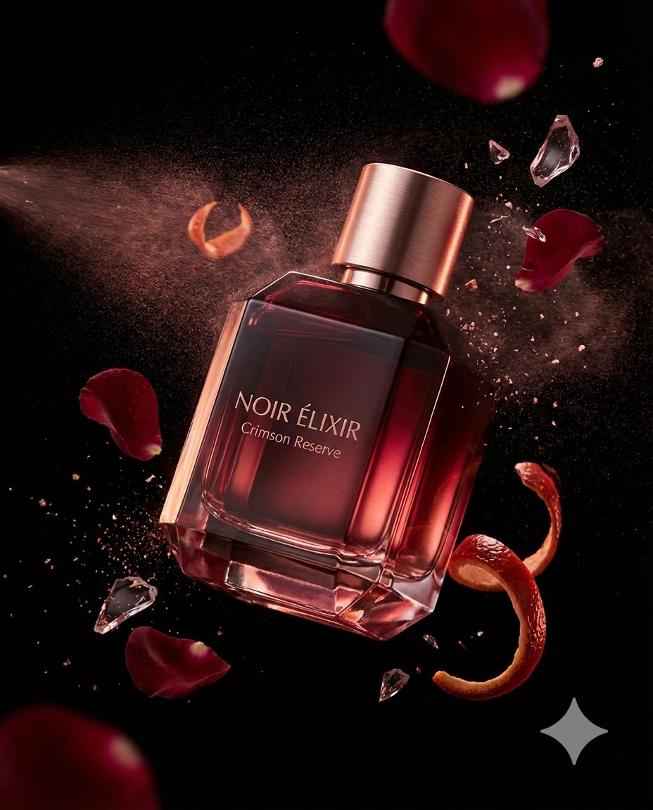 Luxury NOIR ÉLIXIR Perfume Bottle Ad - view 1