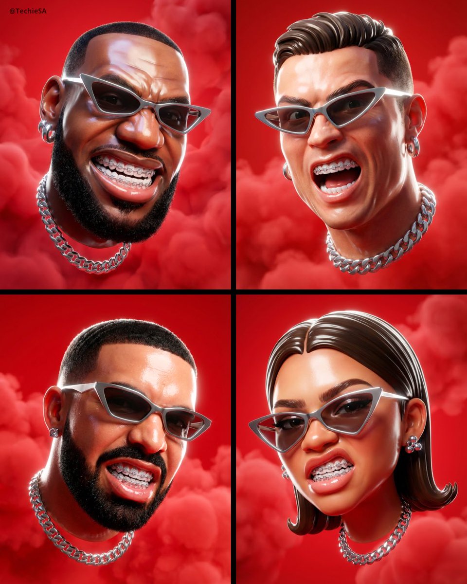 Hyper-Stylized 3D Head Portrait with Aggressive Expression - view 1