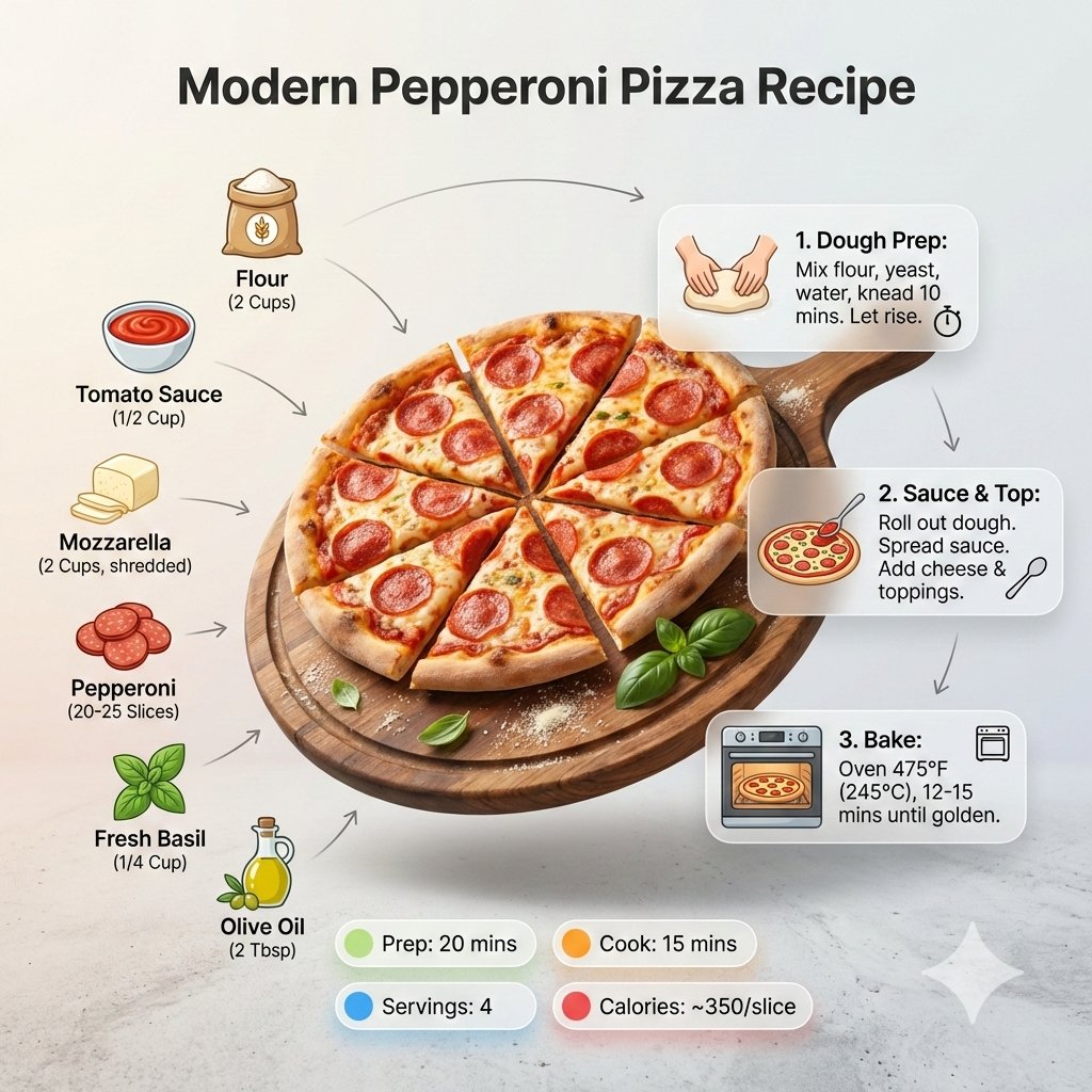 Ultra-Clean Modern Recipe Infographic for Pizza - view 1