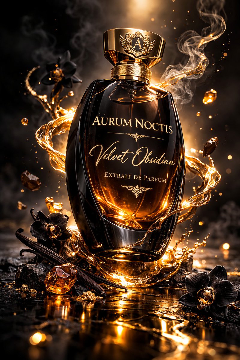 Luxury Perfume Bottle: Velvet Obsidian Fragrance Ad thumbnail 2