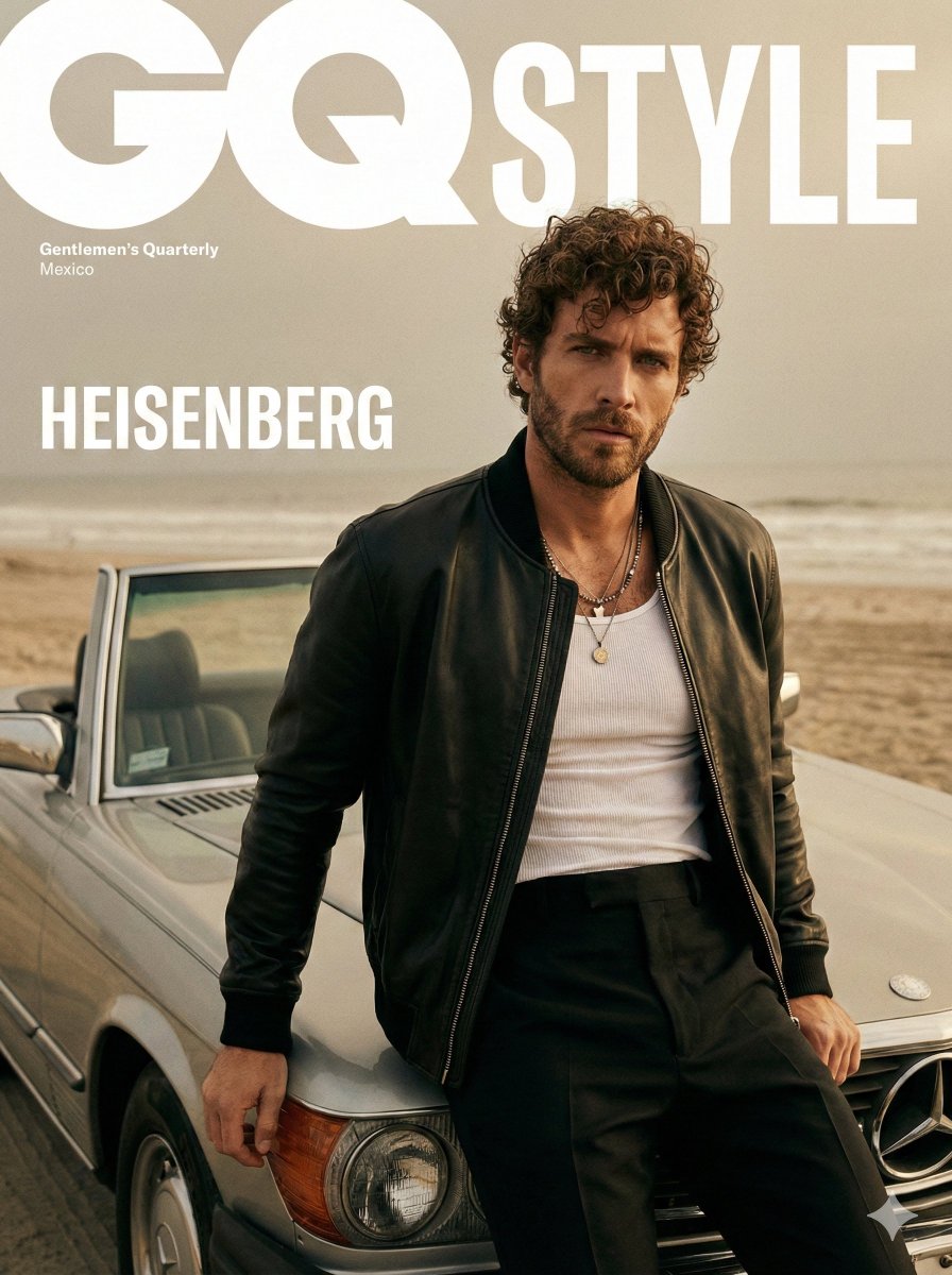 Cinematic GQ Style Cover Portrait on a Beach - view 1
