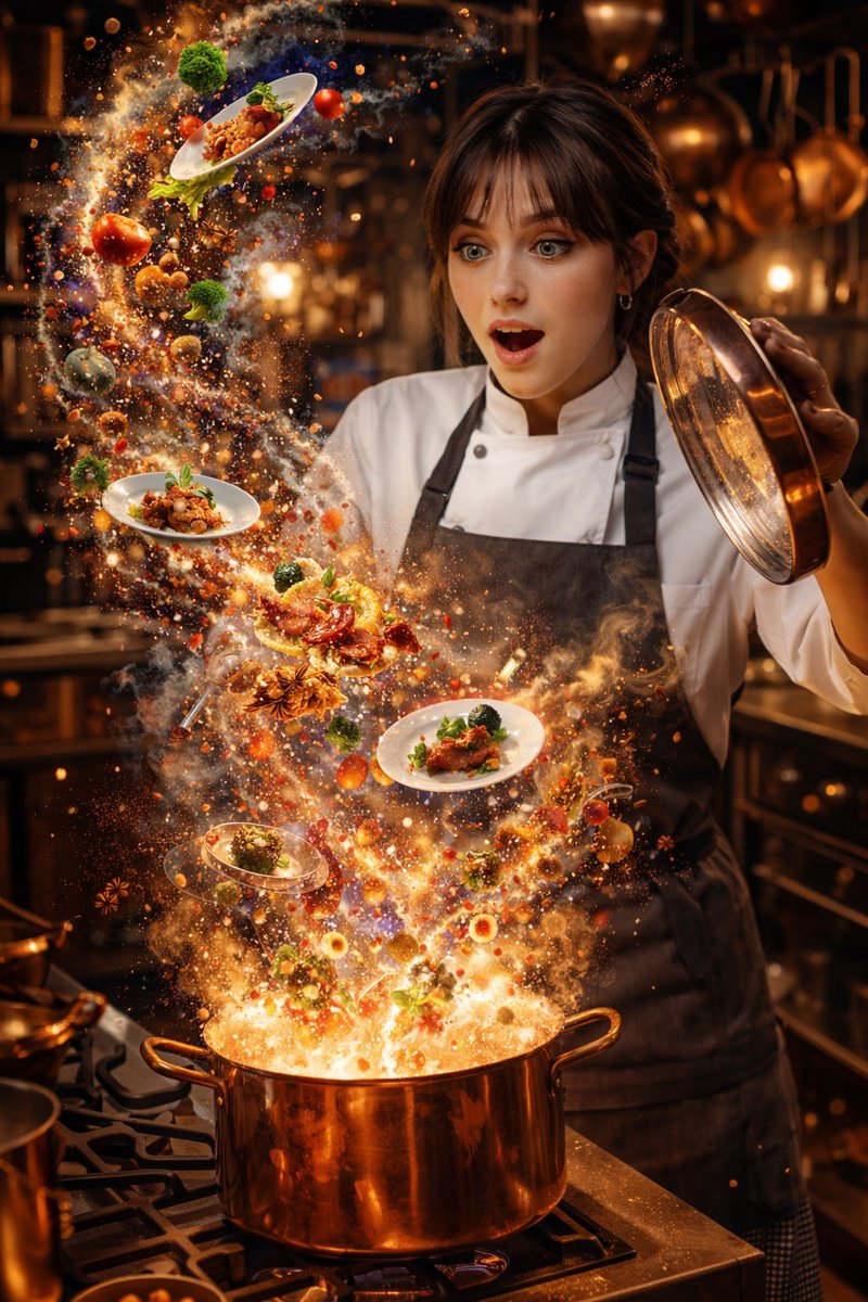 Hyper-realistic Chef with Exploding Galaxy Food - view 1