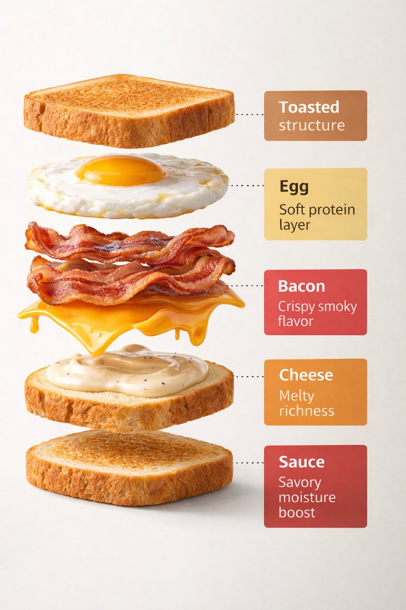 Exploded View Breakfast Sandwich Diagram - view 1