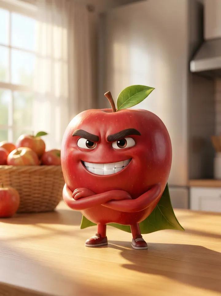 Pixar-Style 3D Animated Apple Character - view 1
