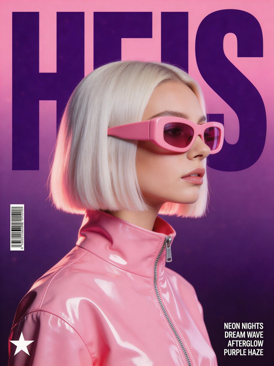 High-Fashion Synthwave Music Poster with Visor Sunglasses - view 1