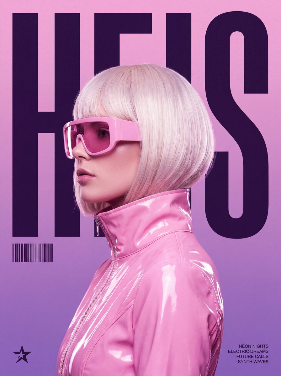 High-Fashion Synthwave Music Poster with Visor Sunglasses thumbnail 2