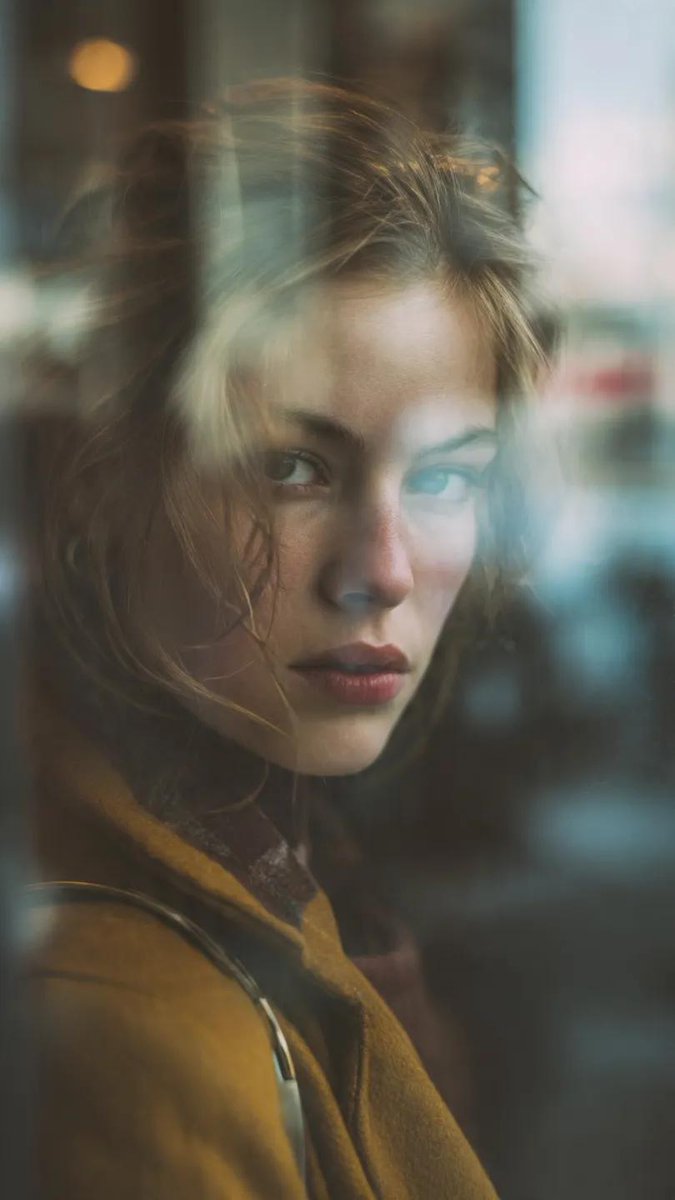 Woman Reflection in City Window - view 1