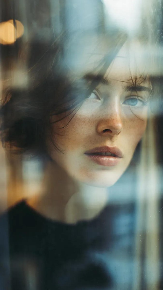 Woman Reflection in City Window thumbnail 2