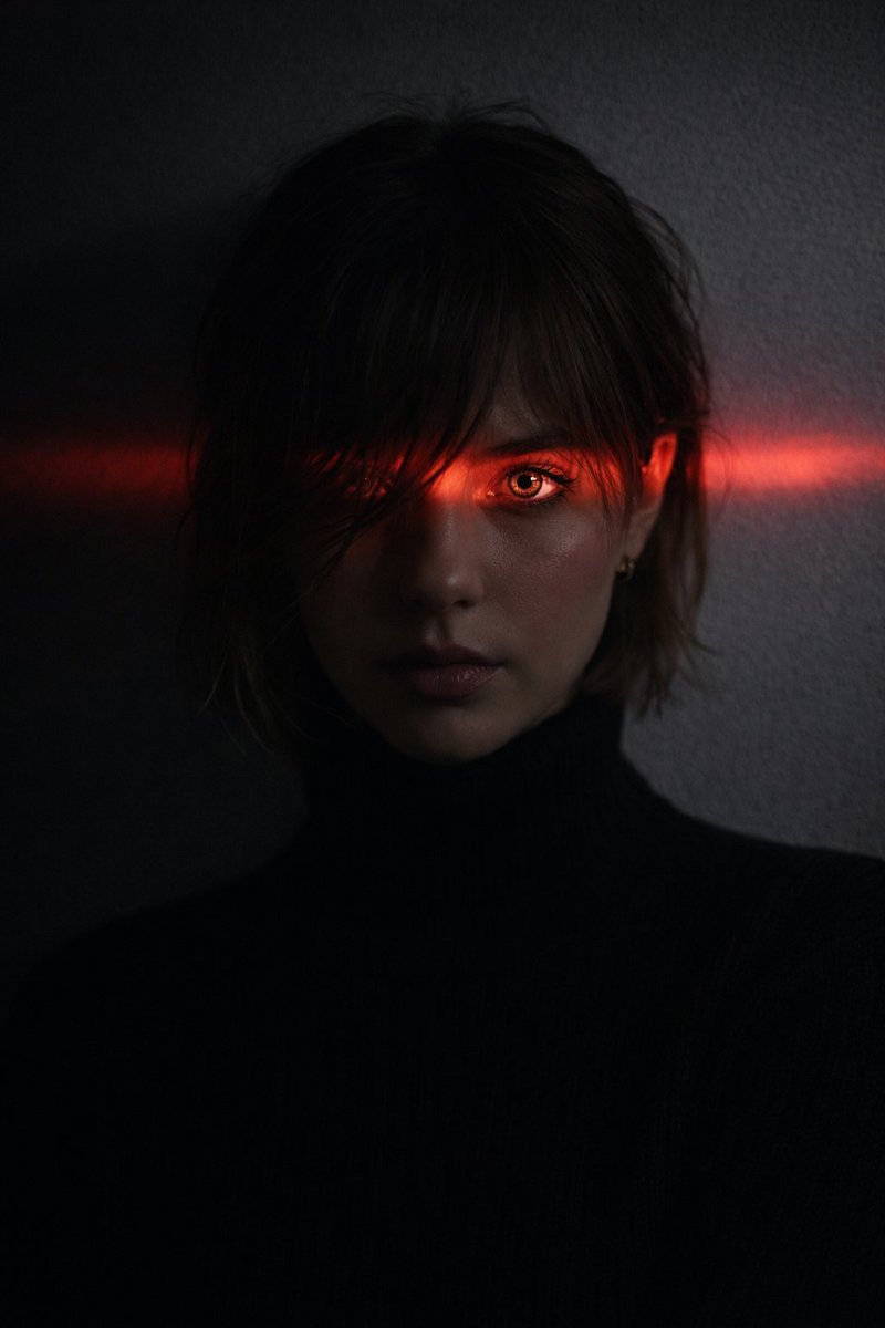 Ultra-realistic Dramatic Portrait with Red Eye Highlight - view 1