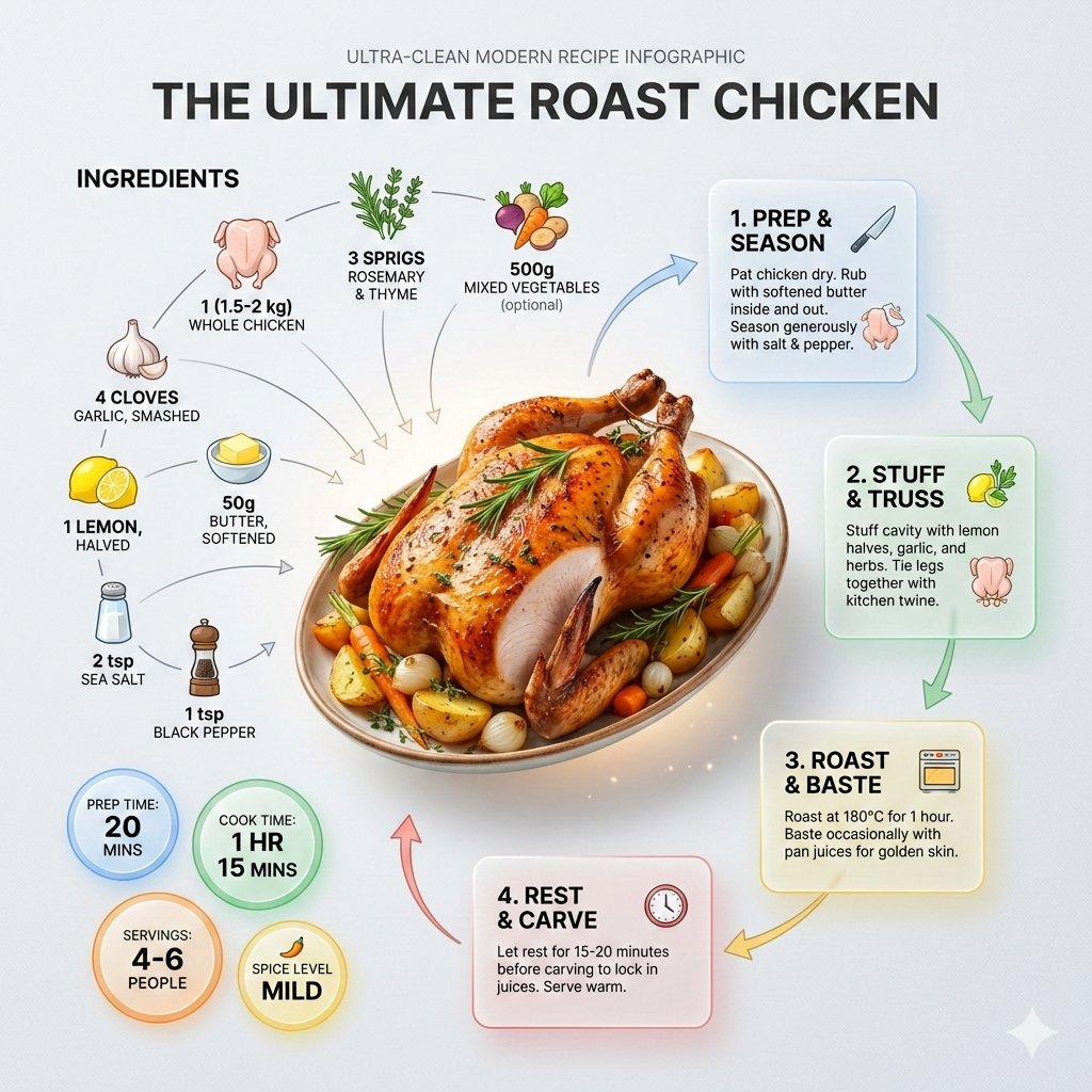Ultra-clean Modern Roast Chicken Recipe Infographic - view 1