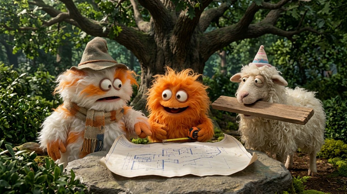 Funny Fluffy Creatures Building a Treehouse Story - view 1