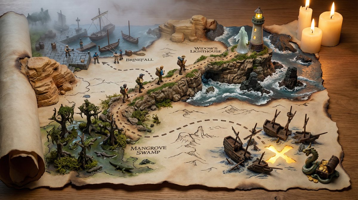 Animated 3D Treasure Map Adventure on Aged Parchment thumbnail 2