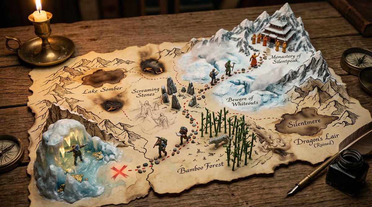 Animated 3D Treasure Map Adventure on Aged Parchment thumbnail 3