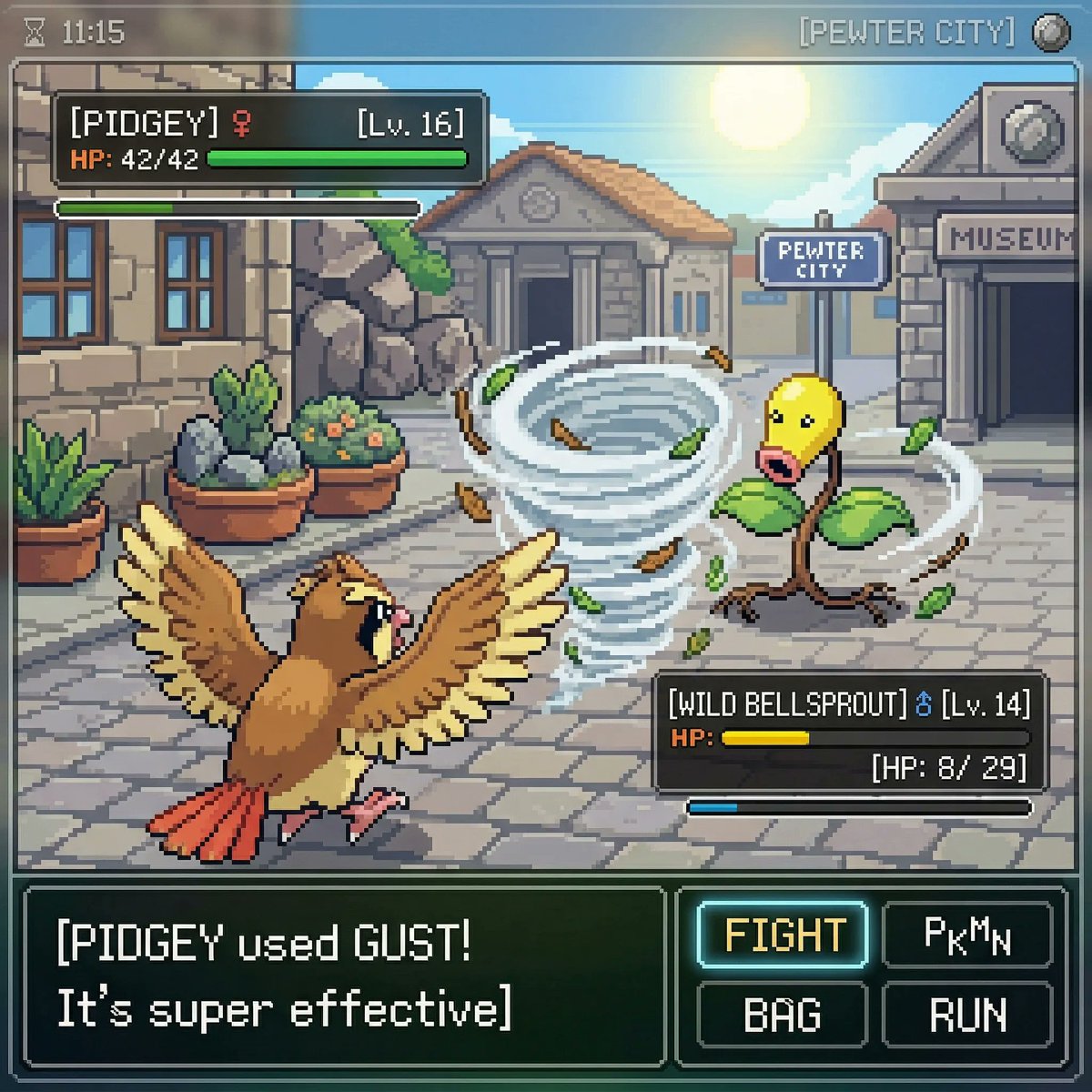 Detailed Pixel Art Pokemon Battle Screenshot thumbnail 2