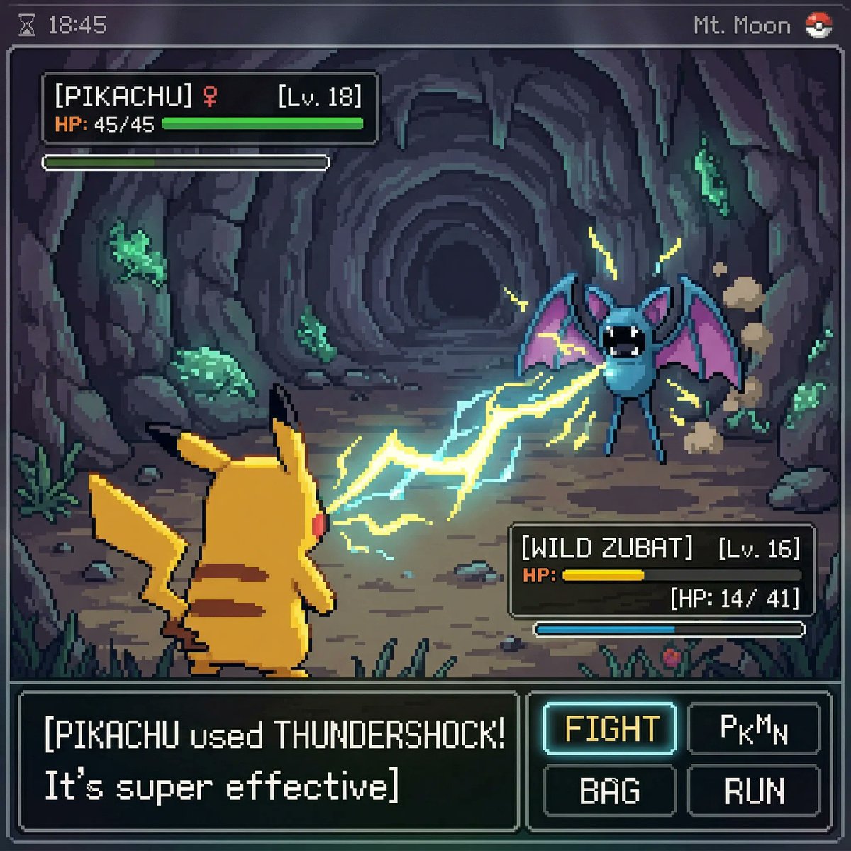 Detailed Pixel Art Pokemon Battle Screenshot thumbnail 3