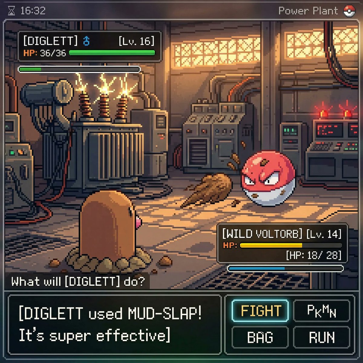 Detailed Pixel Art Pokemon Battle Screenshot thumbnail 4