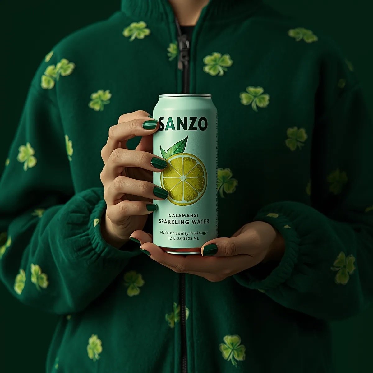 Photorealistic Product Shot: Person Holding Sanzo Calamansi Can thumbnail 2