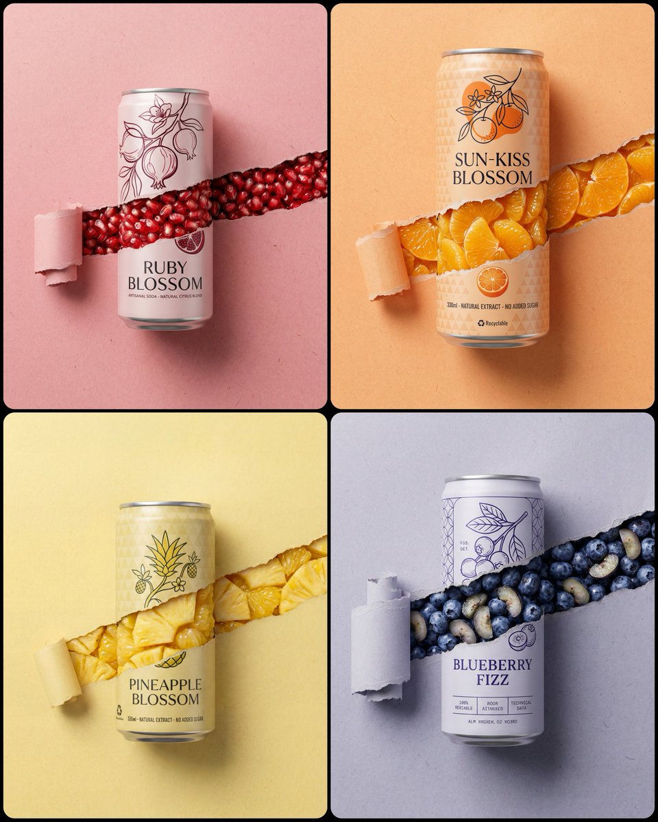 Photorealistic Soda Can with Torn Label and Fruit Filling - view 1