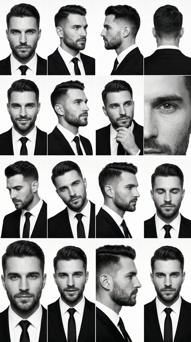 Black and White Studio Portrait Grid with Identity Swap - view 1