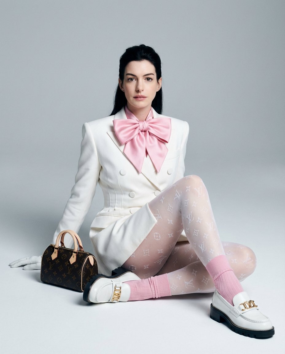 Editorial Studio Shot: Green Blazer Dress & Monogram Tights thumbnail 3