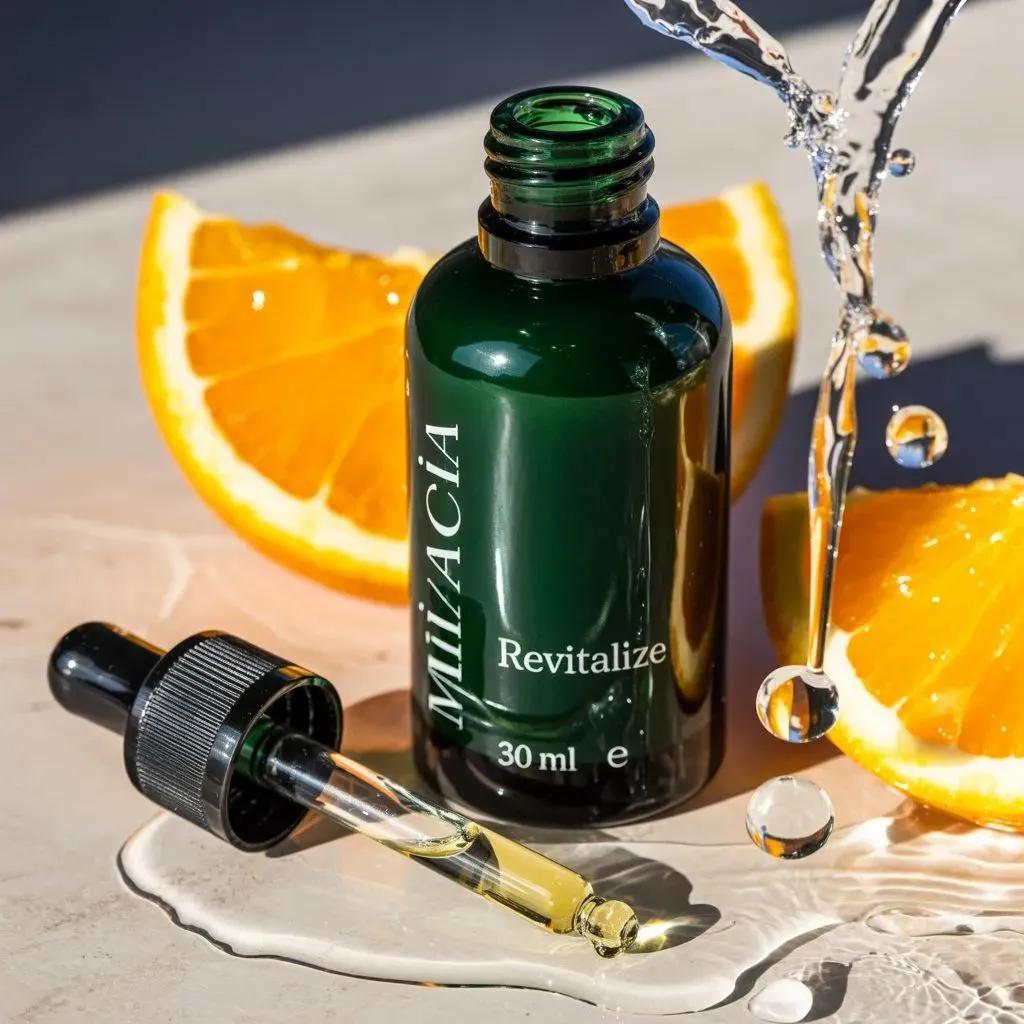 Ultra-realistic Skincare Serum Bottle with Orange Slices thumbnail 2