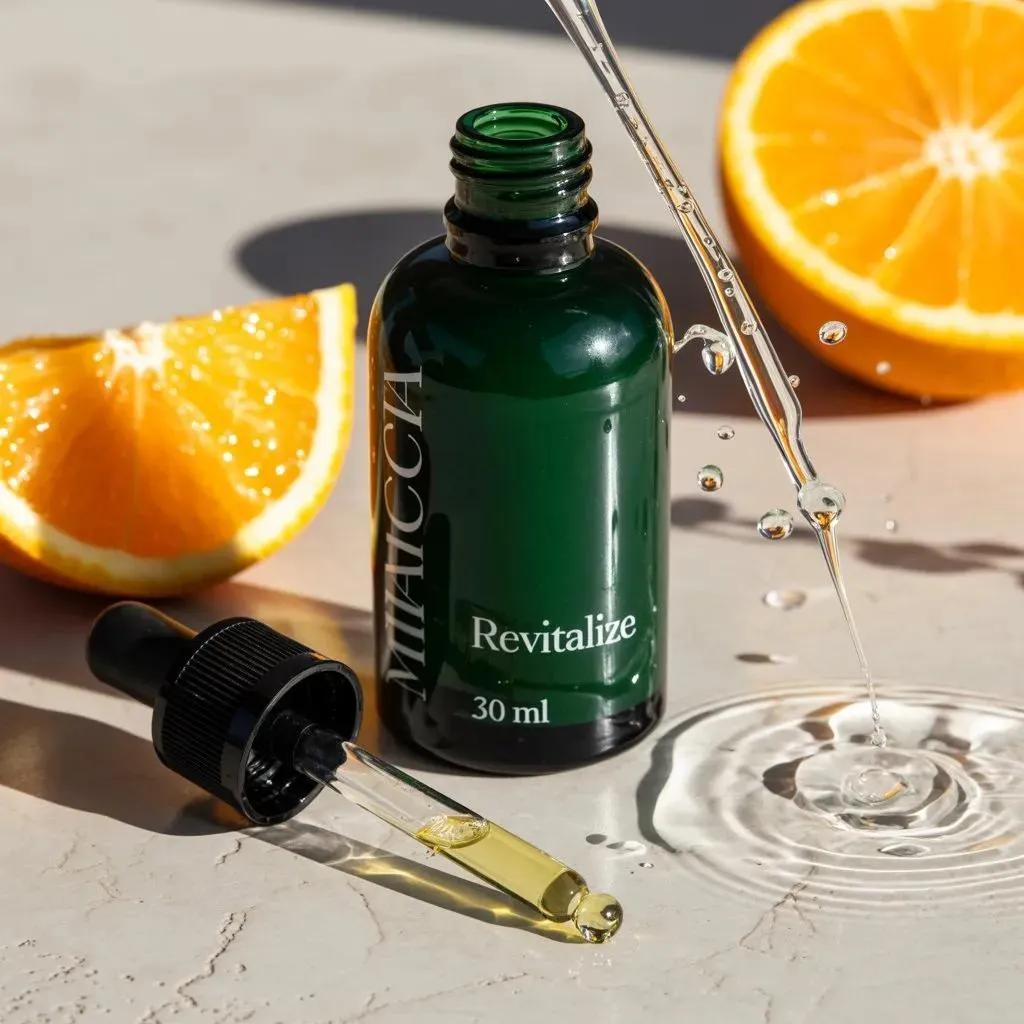 Ultra-realistic Skincare Serum Bottle with Orange Slices thumbnail 3