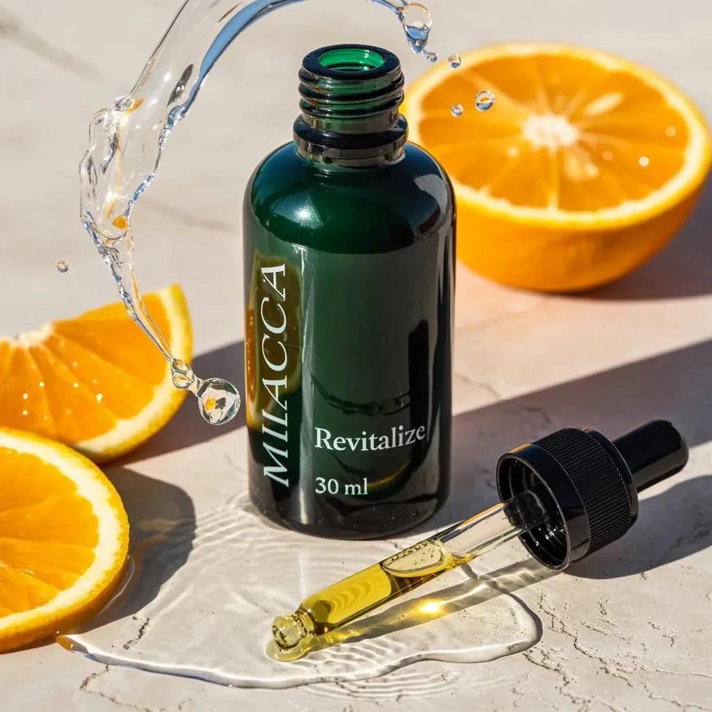 Ultra-realistic Skincare Serum Bottle with Orange Slices thumbnail 4