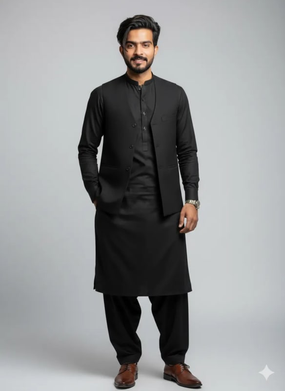 Stylish Man in Kameez Shalwar: 8K Ultra-Realistic Portrait thumbnail 2