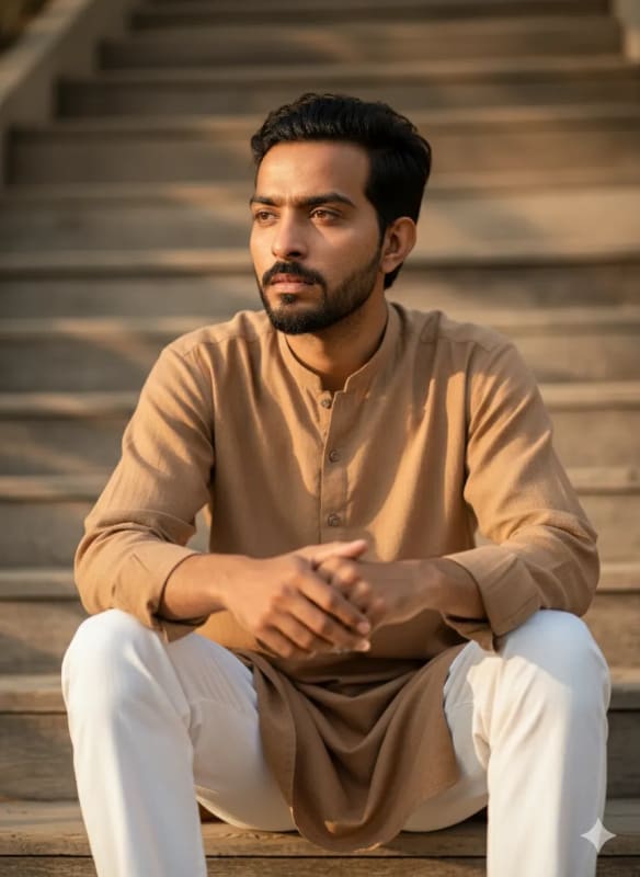 Golden Hour Portrait of a Thoughtful Young Man thumbnail 2