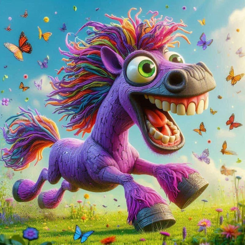 Whimsical Purple Horse Caricature Prompt thumbnail 5