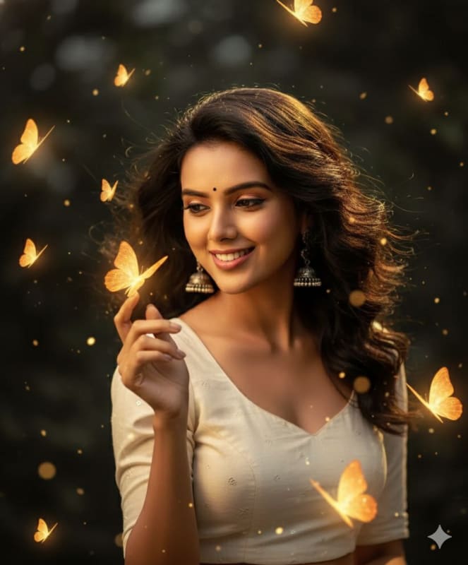 Luminous Golden Butterfly Fantasy Portrait thumbnail 2