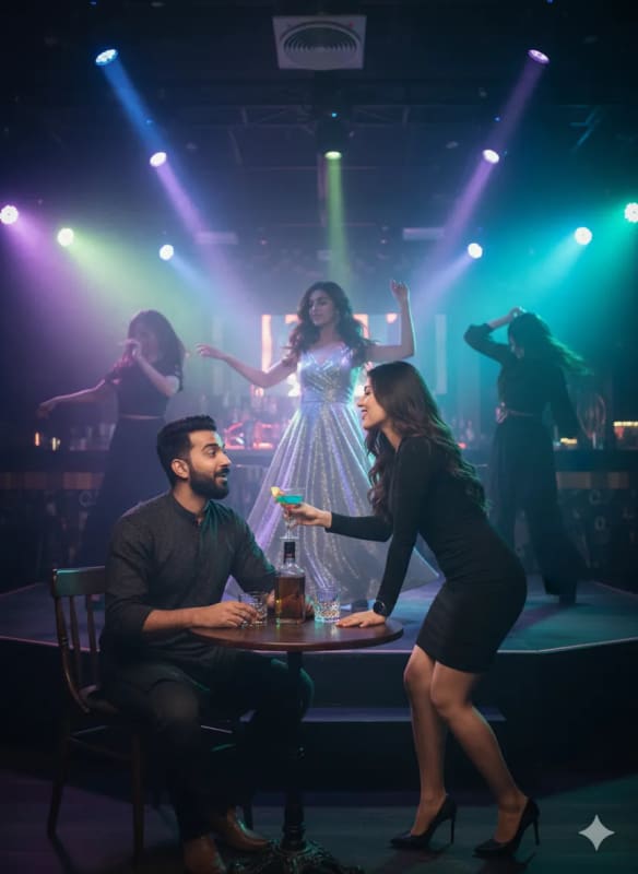 Nightclub Scene with Stylish Woman and Energetic Dancers thumbnail 2