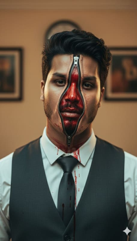 Theatrical Zipper Face Portrait: Ultra-Realistic Special Effects Makeup - view 1