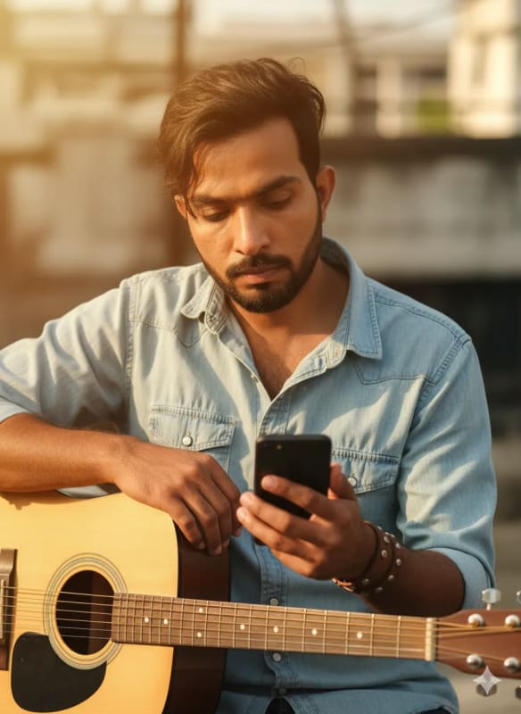 Stylish Young Musician Portrait in Golden Light thumbnail 2